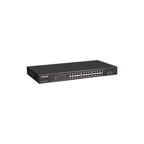 Intellinet 24-Port Gigabit Ethernet PoE+ Web-Managed Switch with 2 SFP Ports, 24 x PoE ports, IEEE 802.3at/af Power over Ethernet (PoE+/PoE), 2 x SFP, Endspan, 19" Rackmount - Switch - Managed - 24 x 10/100/1000 (PoE+) + 2 x SFP - desktop, rack-mountable - PoE+