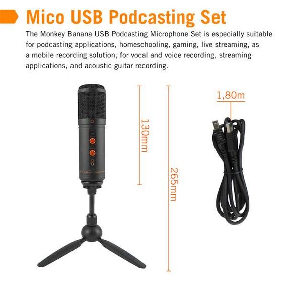 Monkey Banana Mico. Table microphone, Wired, USB.  Black 231289