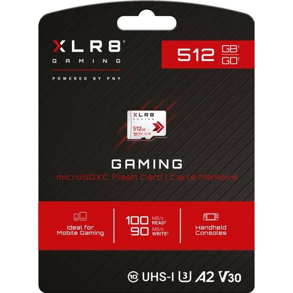 PNY XLR8 Gaming R100 W90 microSDXC 512GB, UHS-I U3, A2, Class 10  PSDU512V32100XRGE