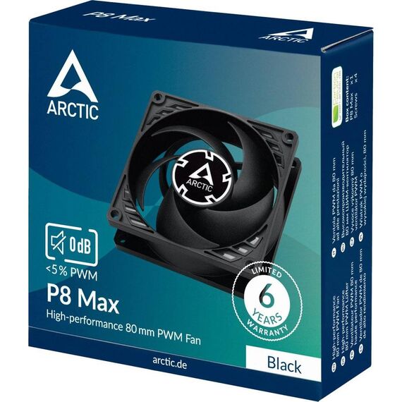 Arctic P8 Max, 80mm Case  Fan, 80x80x25mm (BxHxT) BlackACFAN00286A