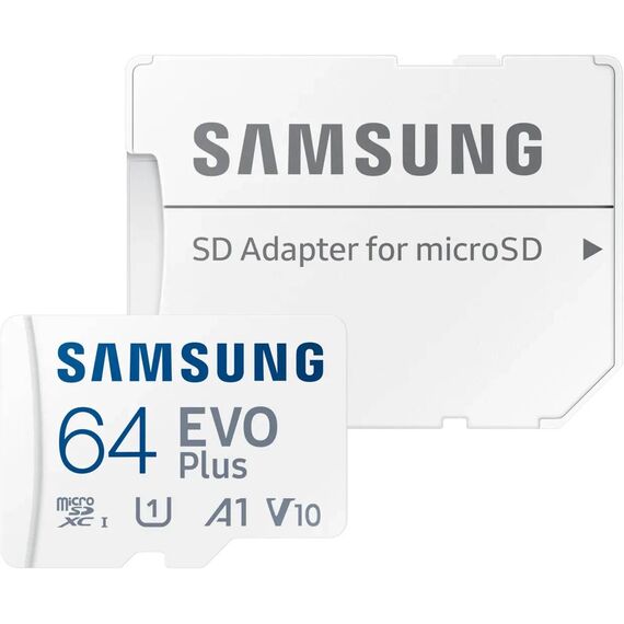 Samsung EVO Plus 2024 R160 microSDXC 64GB Kit, UHS-I U1, A1, Class 10 MBMC64SAEU