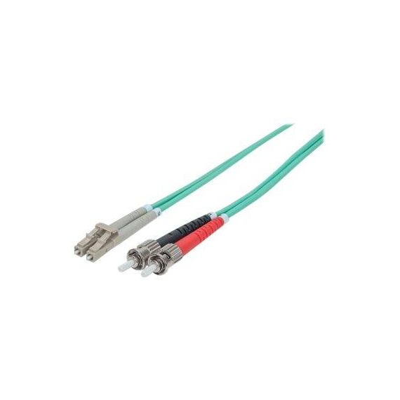 Intellinet Fibre Optic Patch Cable, OM3, ST/LC, 2m, Aqua | 751001