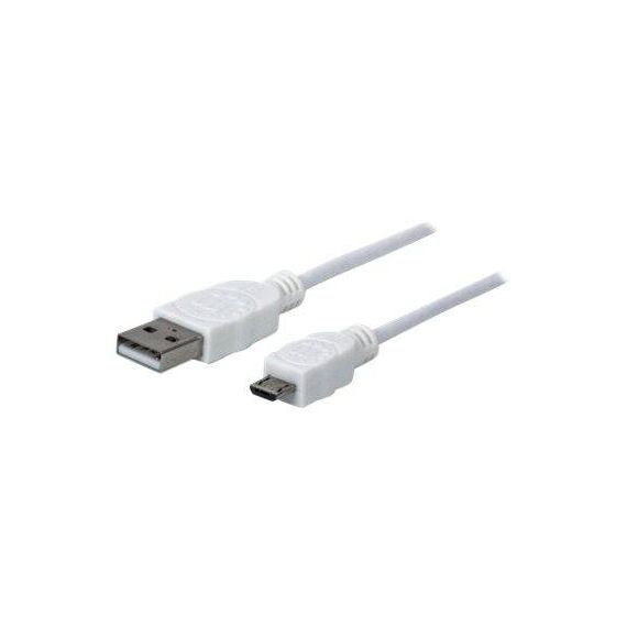 Manhattan USB-A to Micro-USB Cable, 1m, Male to Male, Wh | 323987