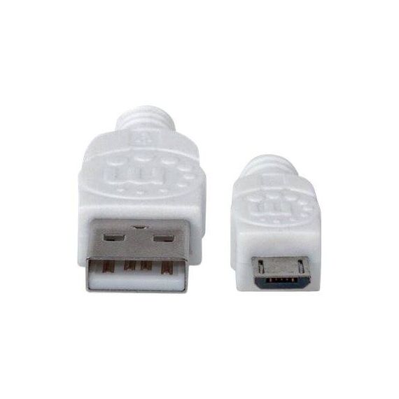 Manhattan USB-A to Micro-USB Cable, 1m, Male to Male, Wh | 323987
