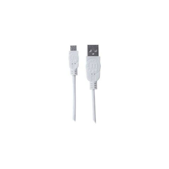 Manhattan USB-A to Micro-USB Cable, 1m, Male to Male, Wh | 323987