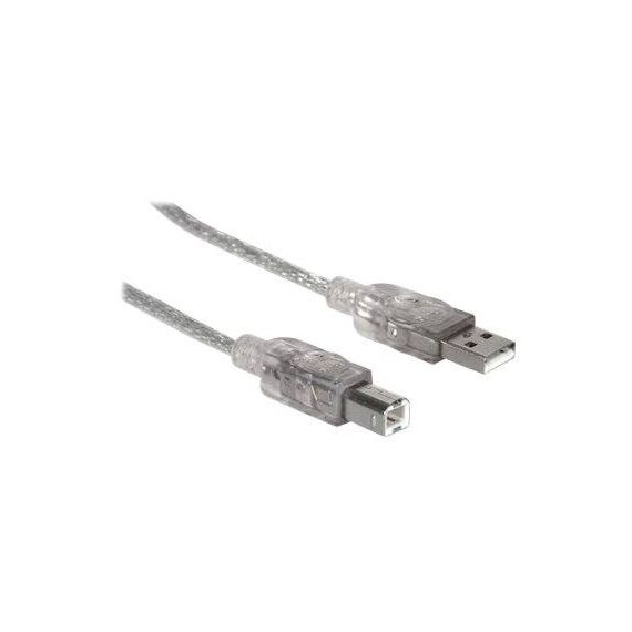 Manhattan USB-A to USB-B Cable, 1.8m, Male to Male, Tran | 333405