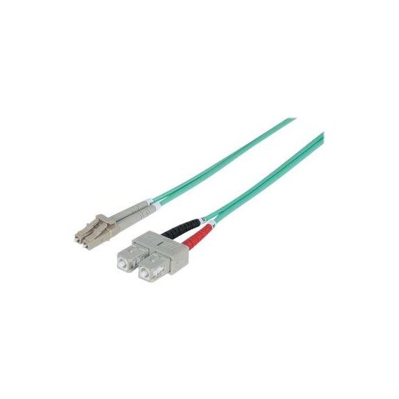 Intellinet Fibre Optic Patch Cable, OM3, LC/SC, 3m, Aqua | 750165