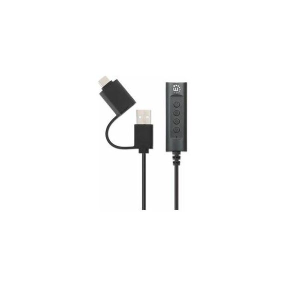 Manhattan USB-C & USB-A to 3.5 mm Stereo Audio Aux Adapt | 153560