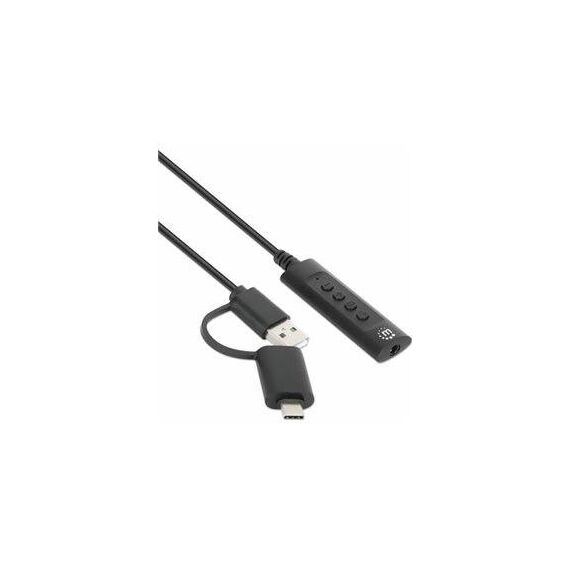 Manhattan USB-C & USB-A to 3.5 mm Stereo Audio Aux Adapt | 153560