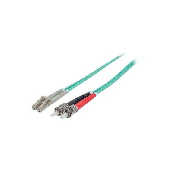Intellinet Fibre Optic Patch Cable, OM3, ST/LC, 1m, Aqua | 751117