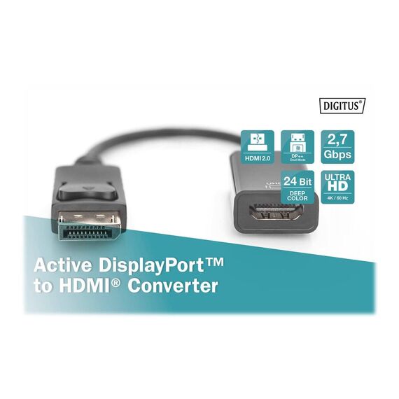 DIGITUS - Adapter - DisplayPort male latched to | DB-340415-002-S