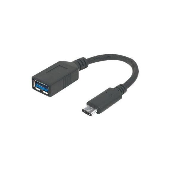 Manhattan USB-C to USB-A Cable, 15cm, Male to Female, Bl | 355285