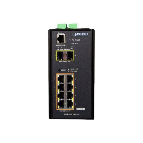 PLANET IGS-10020HPT - Switch - L2+ - Managed - 8 x 10/100/1000 (P