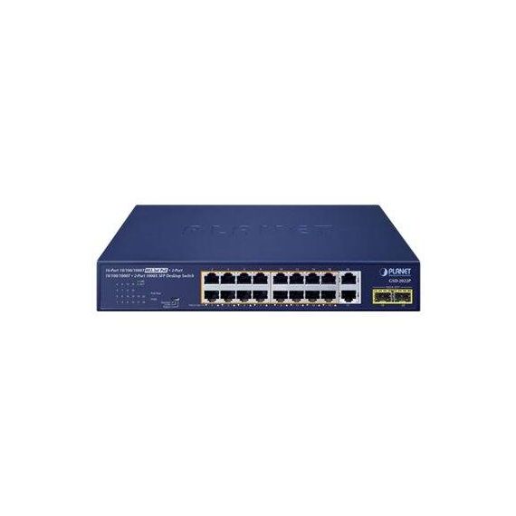 PLANET GSD-2022P - Switch - unmanaged - 16 x 10/100/1000 (PoE+) +