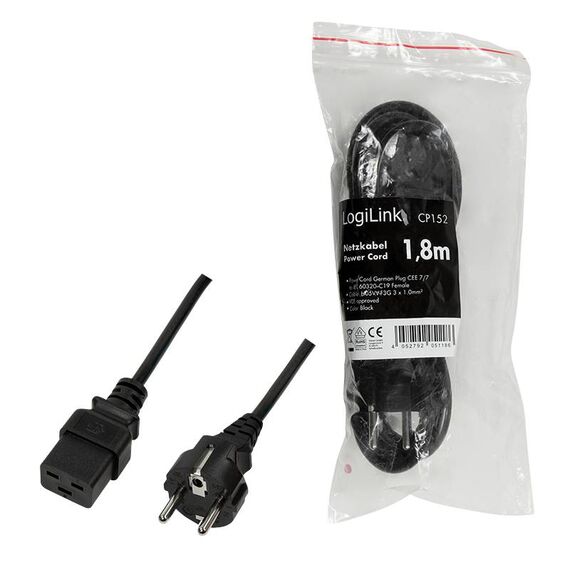LogiLink CP152 1.8m CEE7 7 - IEC C19 - 250 V Power cord CP152