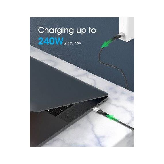 Manhattan USB-C to USB-C Cable (240W), 1m, Male to Male, Black
