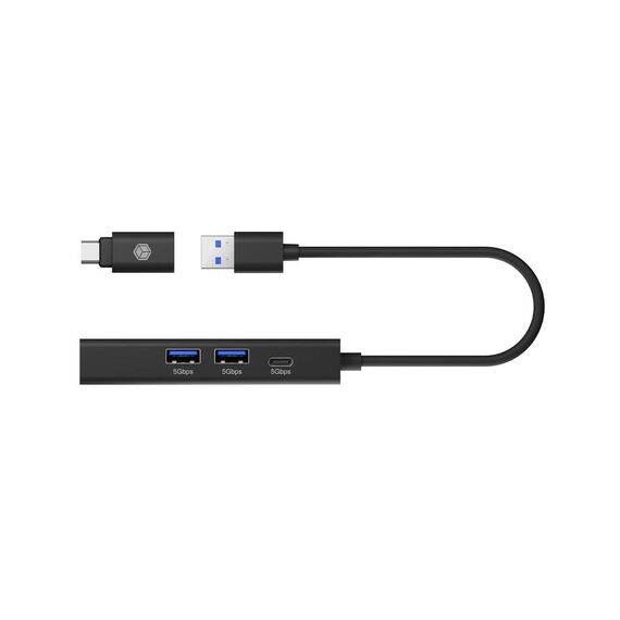 ICY BOX USB Hub 2x USB USB-C and LAN Black IBHUB1439LAN
