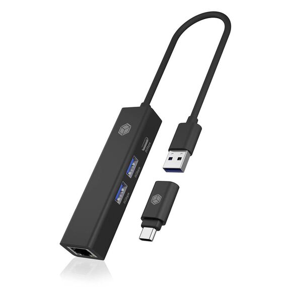 ICY BOX USB Hub 2x USB USB-C and LAN Black IBHUB1439LAN