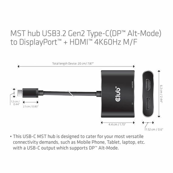Club 3D Adapter 24 pin USBC (M) to HDMI, DisplayPort CSV1552