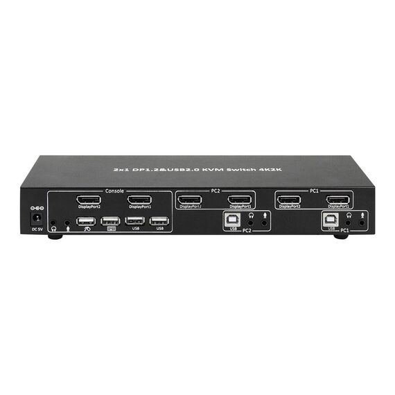 Techly 2-Port DisplayPort1.2 Dual-Monitor KVM Swi | IDATA-DP-KVM2