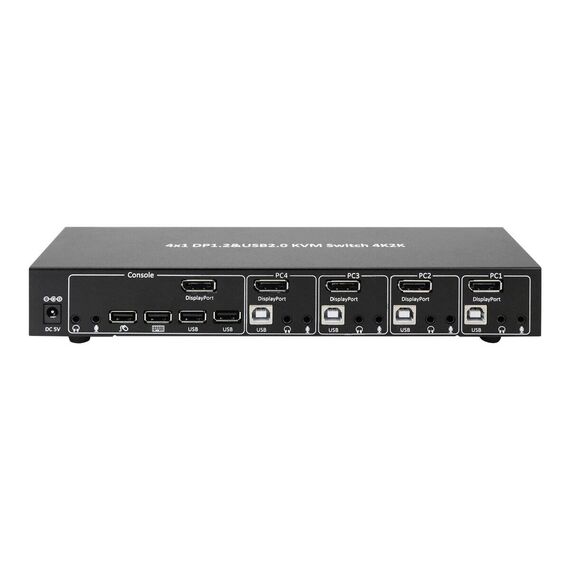 Techly 4 Port DisplayPort 1.2 KVM Switch with Hub | IDATA-DP-KVM4