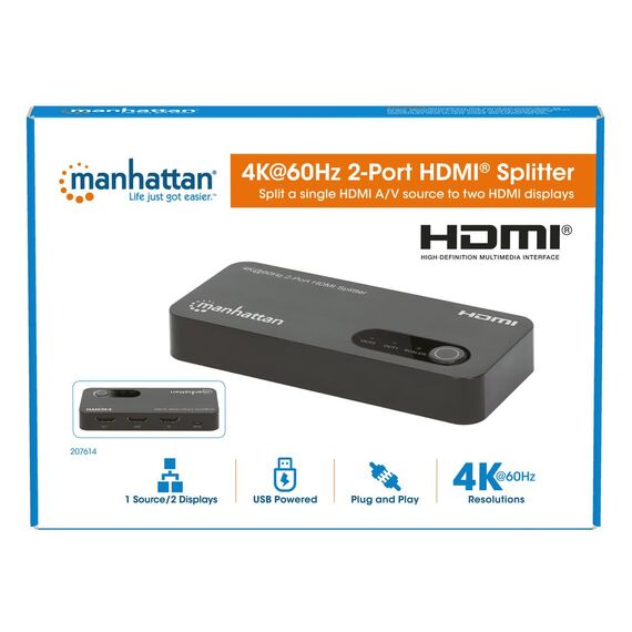 Intellinet 207614 / HDMI / 2x HDMI / 3840 x 2160 pixels / Black /