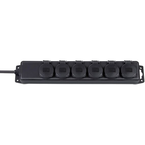 brennenstuhl Extension socket IP44 6way black 2m 1159970