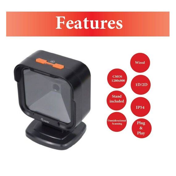 Equip USB 2D Omnidirectional Desktop Barcode Scanner, 1MP