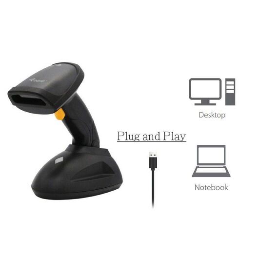 Equip Wireless 1D Laser Barcode Scanner, Long Distance, with Stand