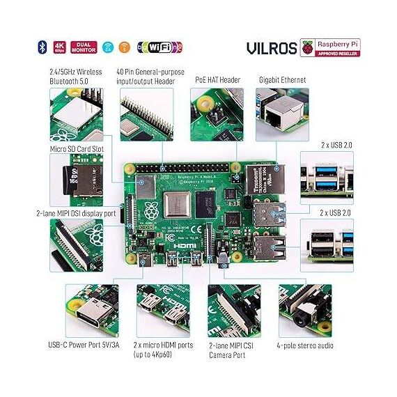 Raspberry Pi Pi 4B 4GB Basic Kit 4 GB 4 GB 4 GB 4 SIBASIC4GB
