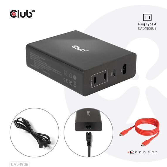 Club 3D CAC-1906 - Power adapter - AC 100-240 V - 132 Watt - outp