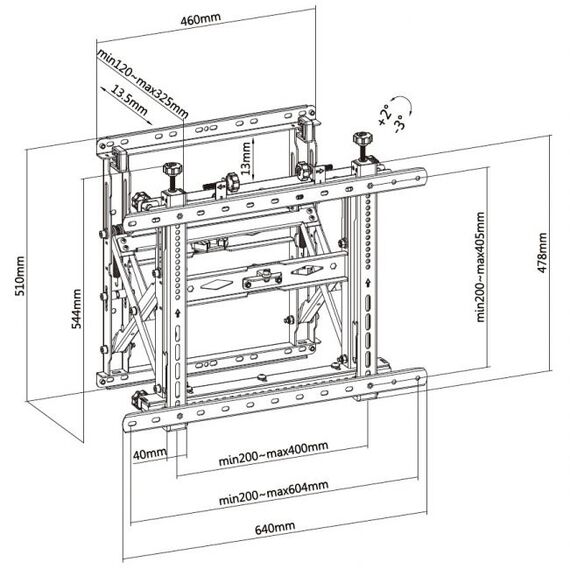 Equip 45"-70" Pop-Out Video Wall Mount Bracket / 70 kg / | 650352