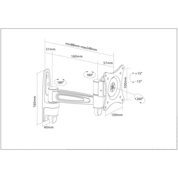 Manhattan TV & Monitor Mount, Wall, Tilt and Swivel, 1 s | 423700