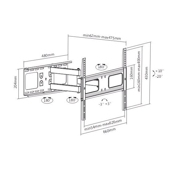 SUNNE 37-63-EA2 / 50 kg / 94 cm (37") / 177.8 cm (70") / 200 x 20