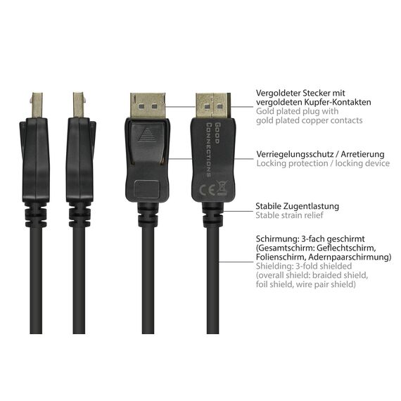 Good Connections 4810-030G - 3 m - DisplayPort - DisplayPort - Ma