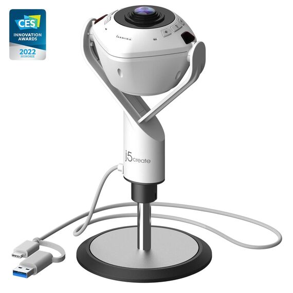 j5create JVU368 360° AI-Powered Webcam with Speakerpho | JVU368-N