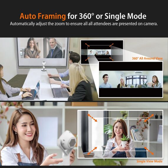 j5create JVU368 360° AI-Powered Webcam with Speakerpho | JVU368-N