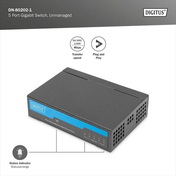 DIGITUS Switch 5Port Gigabit Unmanaged DN802021