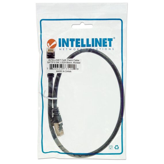 Intellinet Network Patch Cable, Cat6, 0.5m, Black, Coppe | 735209