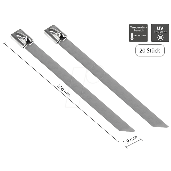 Good Connections KAB-E30X79 - Releasable cable tie - Stainless st