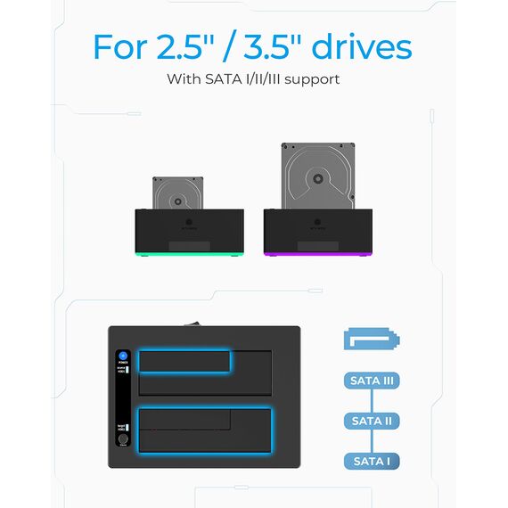 ICY BOX IB-127CL-U3 - Solid state / hard drive array - 2 bays (SA