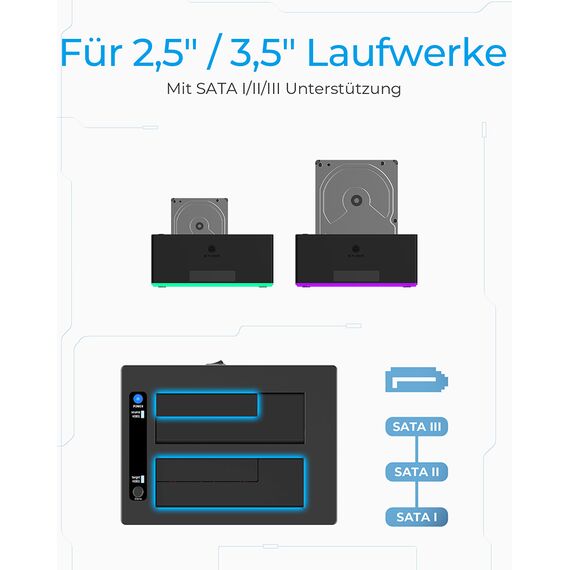 ICY BOX IB-127CL-U3 - Solid state / hard drive array - 2 bays (SA