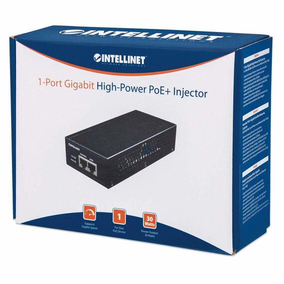 Intellinet Gigabit High-Power PoE+ Injector, 1 x 30 W, I | 560566
