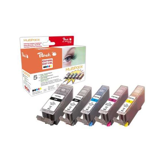 Peach Multi Pack XL - 5-pack - black, yellow, cyan, m | PI100-293