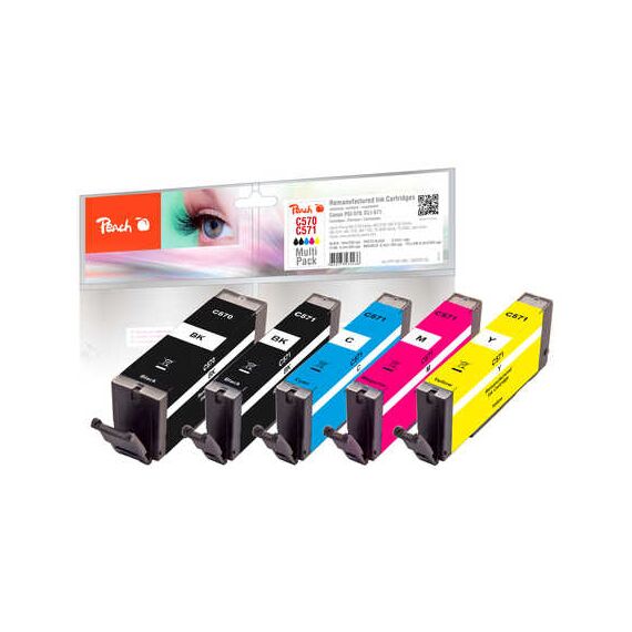 Peach Multi Pack - 5-pack - S - black, yellow, cyan,  | PI100-336