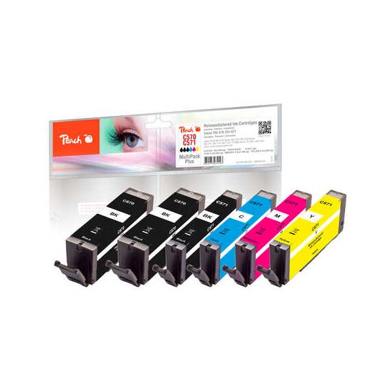 Peach Spar Pack Plus - 6-pack - black, yellow, cyan,  | PI100-337