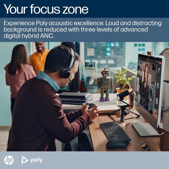 Poly Voyager Focus 2 - Headset - on-ear - Bluetooth | 9T9J6AA#AC3