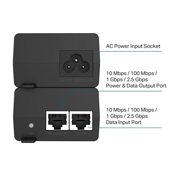 TP-Link TL-POE260S V1.6 - PoE injector - 2.5 Gbps - AC 100-240 V