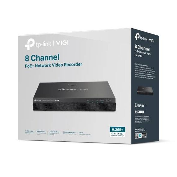 TPLINK 8 CH POE+ NETWORK RECORDER 2TB HDD NVR2008H8MP2TB