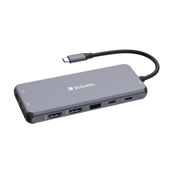 Verbatim - Hub - 2 x HDMI + 1 x VGA + 7 x USB + 1 x 1 Gig | 32154